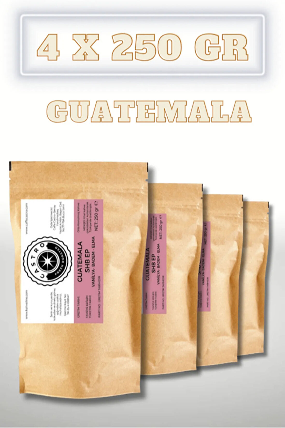 Guatemala SHG Çekirdek Kahve 1000 Gr. (4X250 GR)