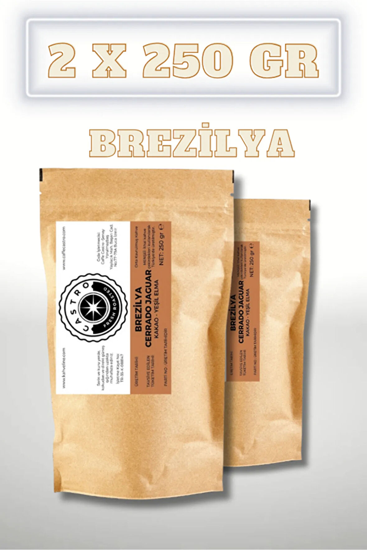 Brezilya Cerrado Jaguar Espresso Kahve (Öğütülmüş) 500 Gr. (2X250 GR)