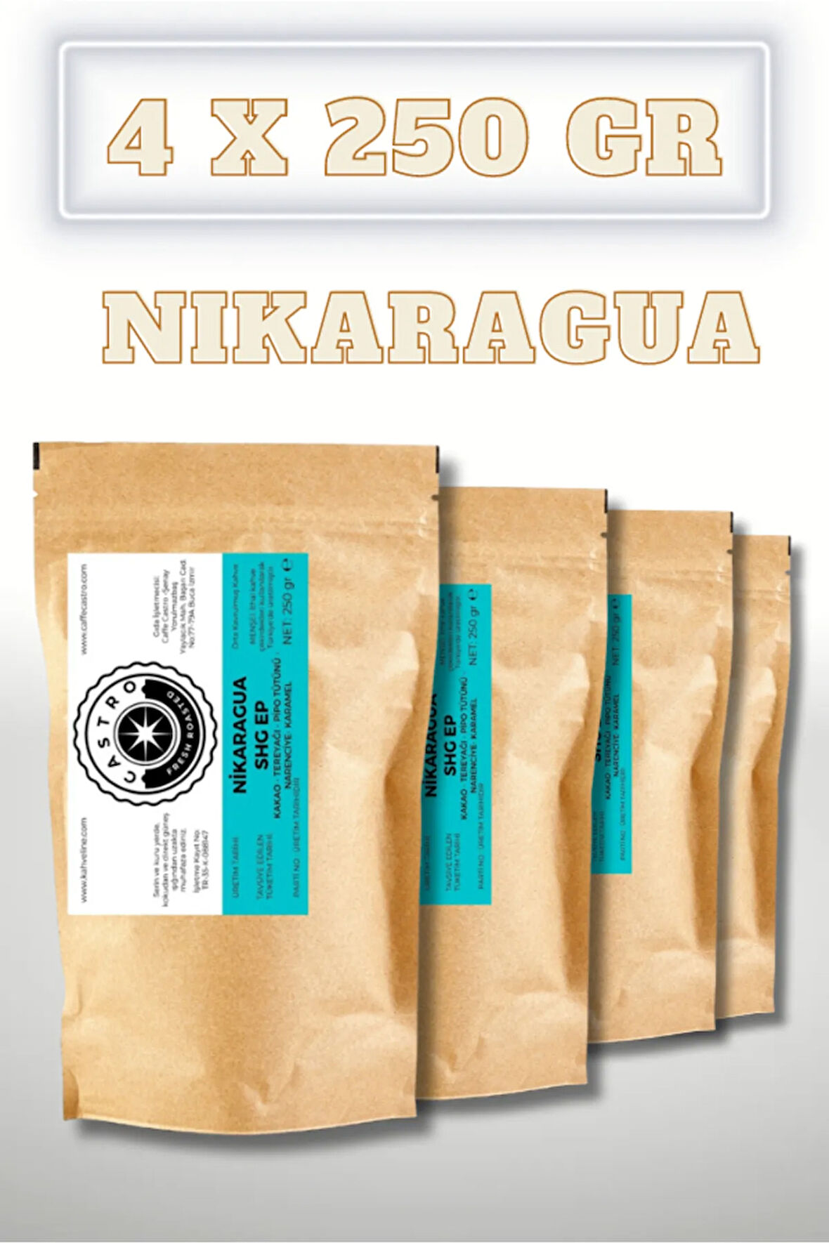 Nikaragua SHG Çekirdek Kahve 1000 Gr.(4X250 GR)