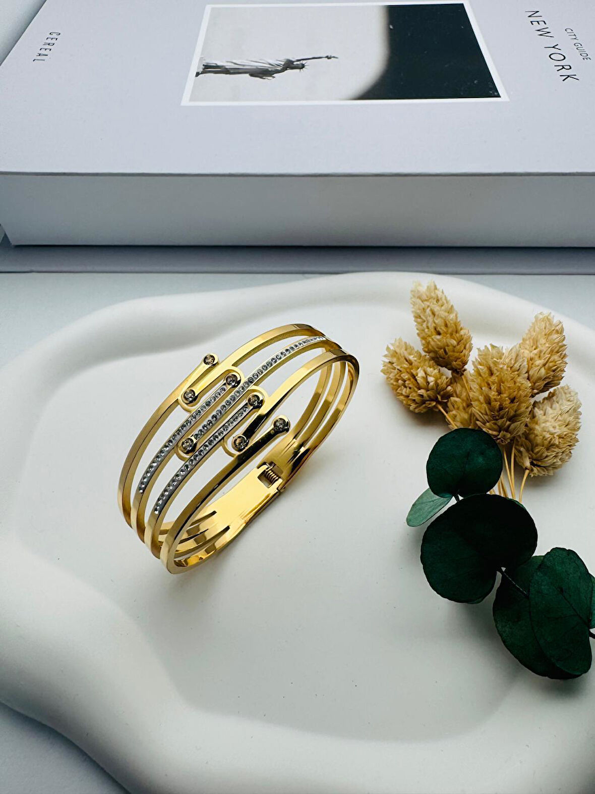 Charmlı Ajda Bilezik F Harfi  (Gold) 6,7mm 22076