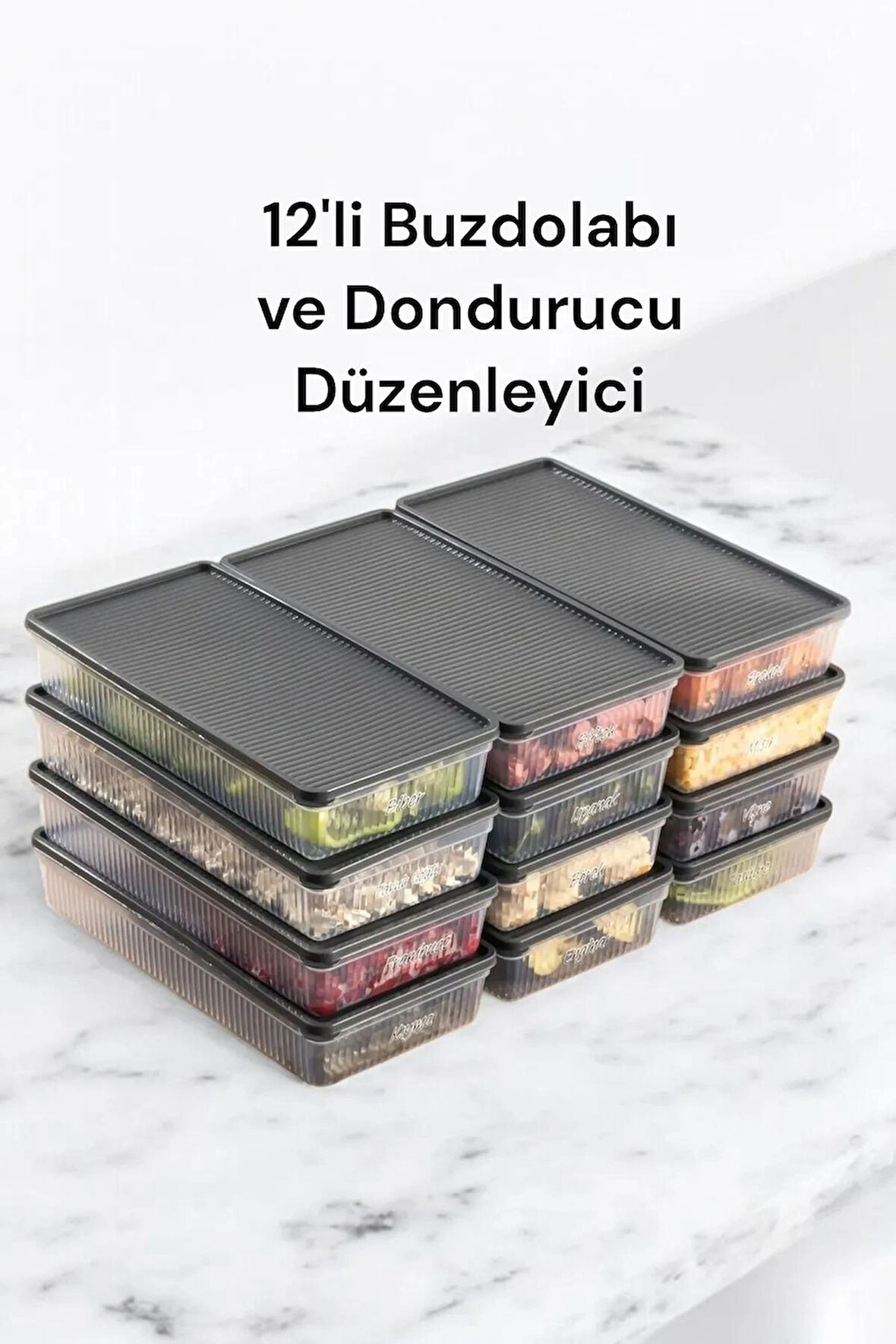 12 Lİ Buzdolabı Organizer Mikrodalga Ve Derin Dondurucuya Uygun Buzluk Saklama Kabı-2lt