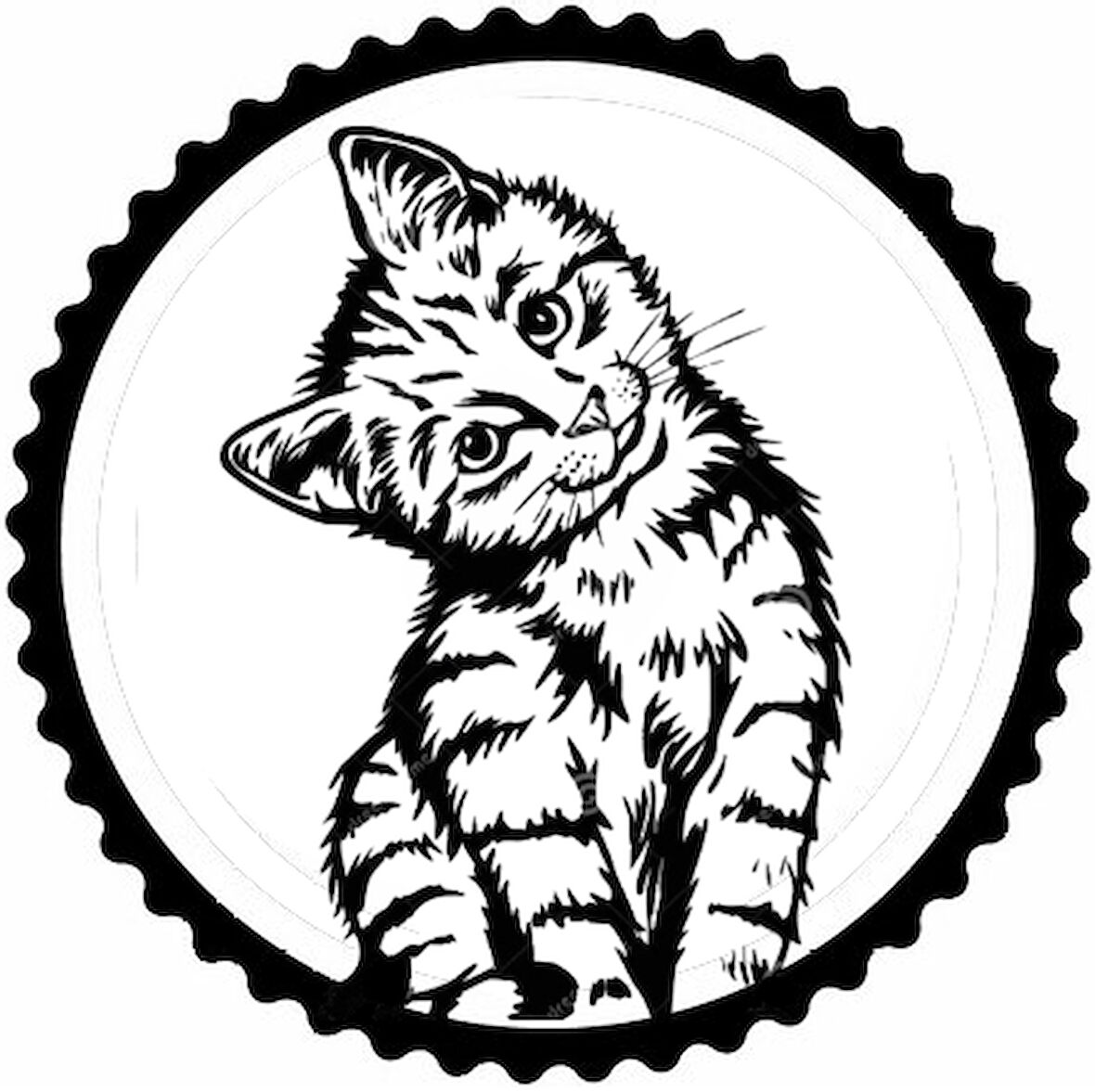 Yavru Kedi Tasarım Sticker 20 x 20 cm