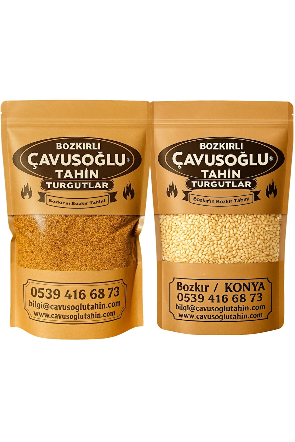 Odun Ateşinde Kavrulmuş Susam 1000g + Kavrulmamış Beyaz Çiğ Susam 1000g