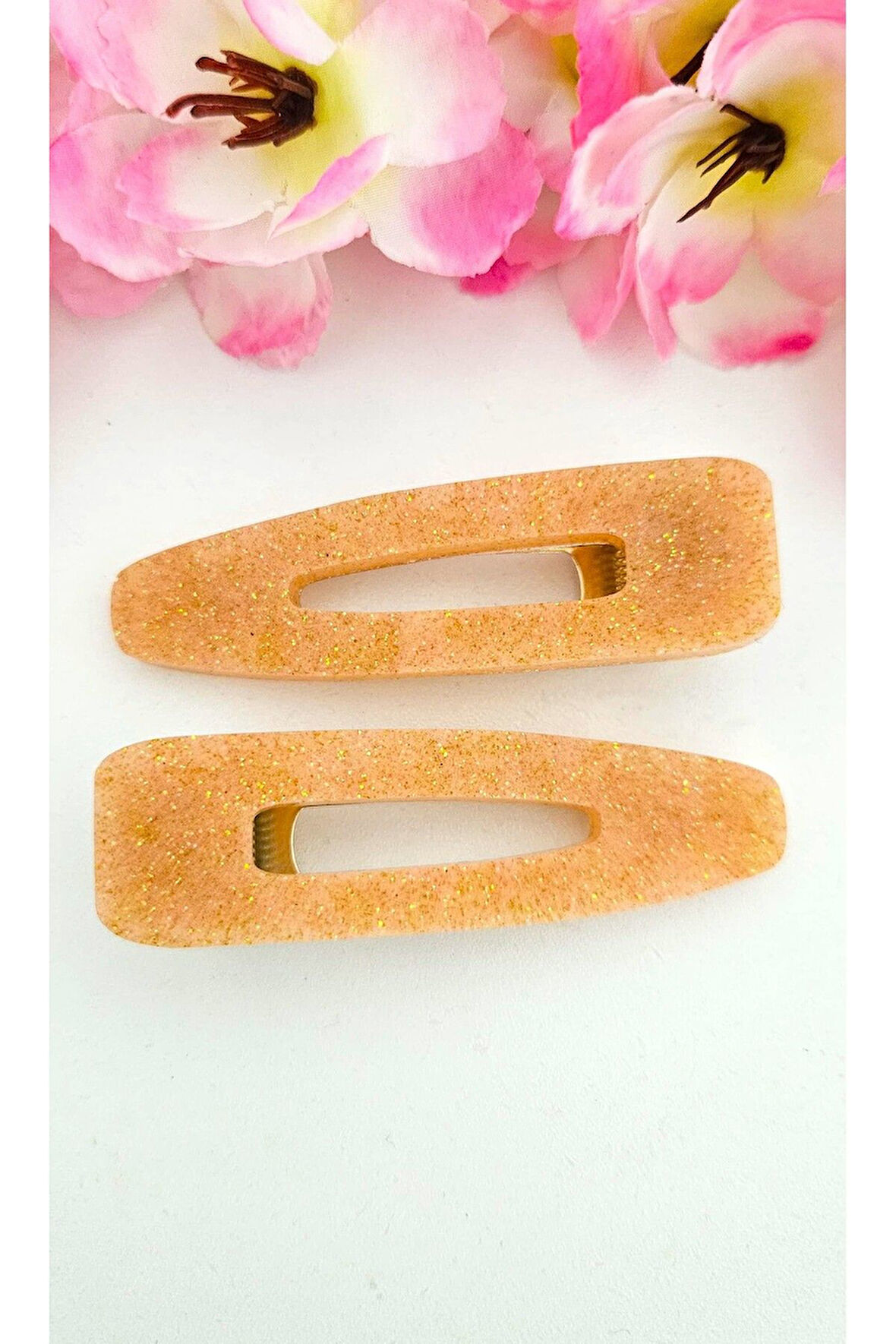 Hologramlı Turuncu Yan Toka 2 adet 7 cm