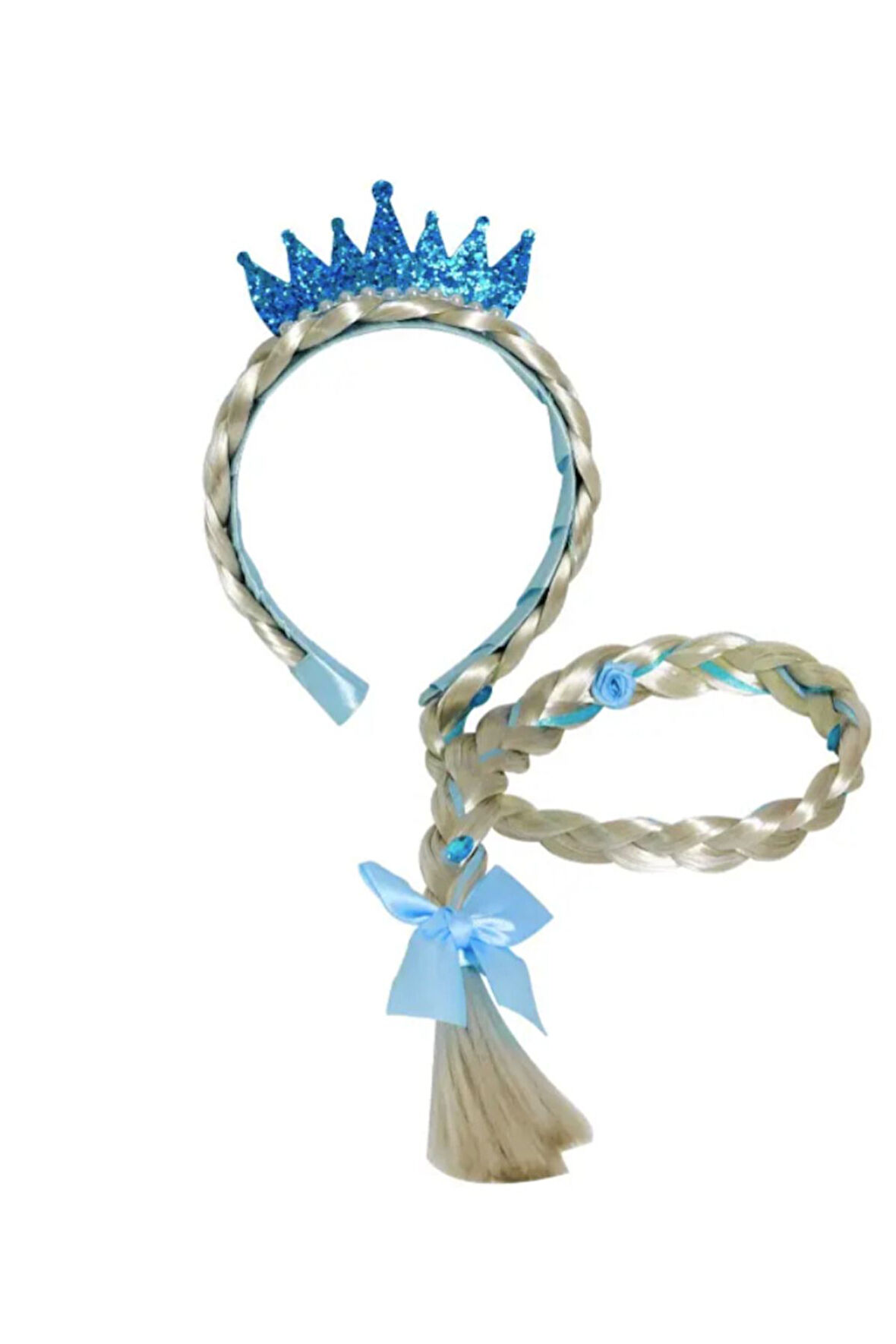 Karlar Diyarı Prensesi Çocuk Taç - Postiş Saçlı - Premium Ürün