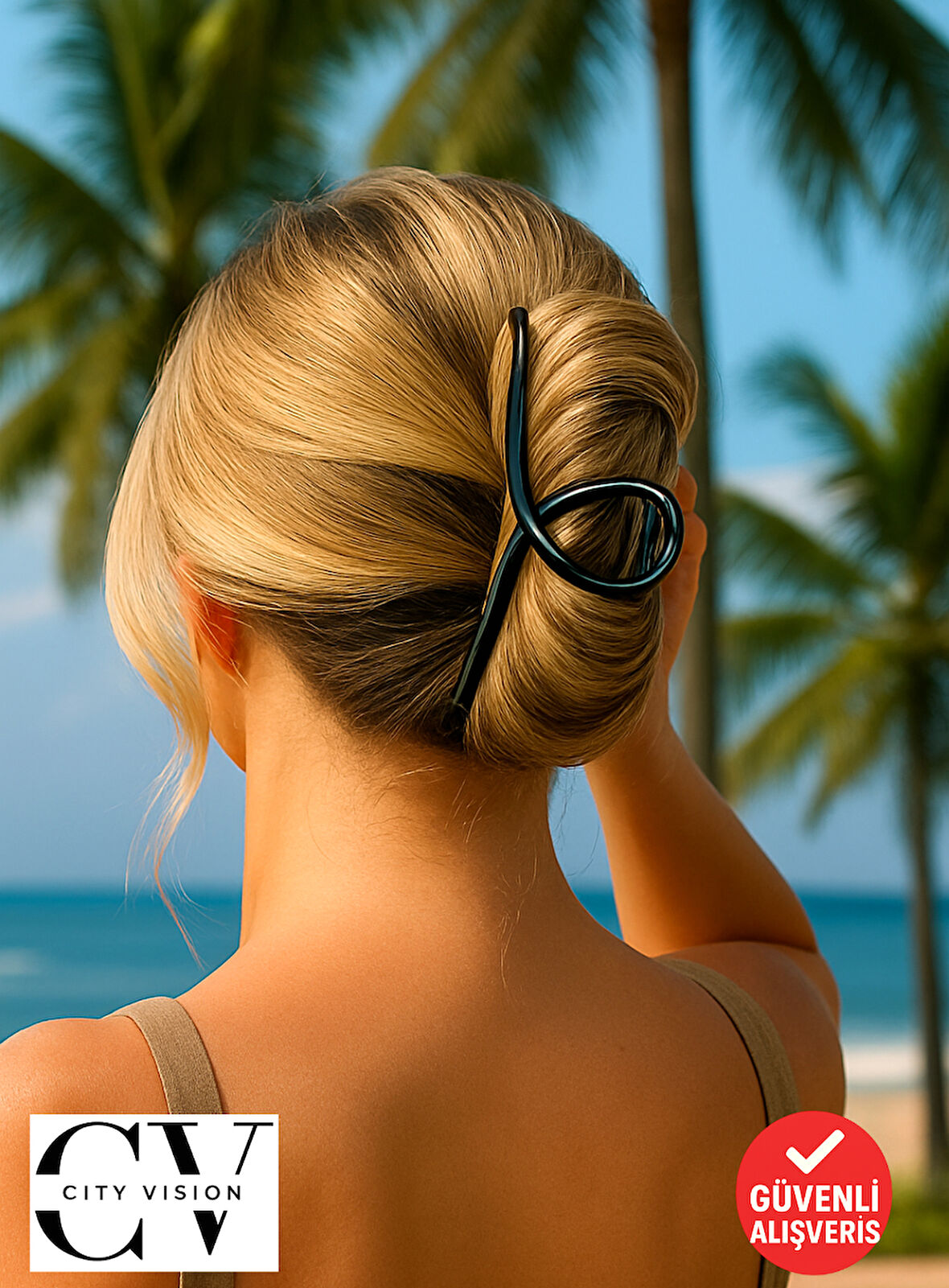 Siyah Renk 11 cm Büyük Boy Metal Mandal Saç Tokası – Güçlü ve Şık