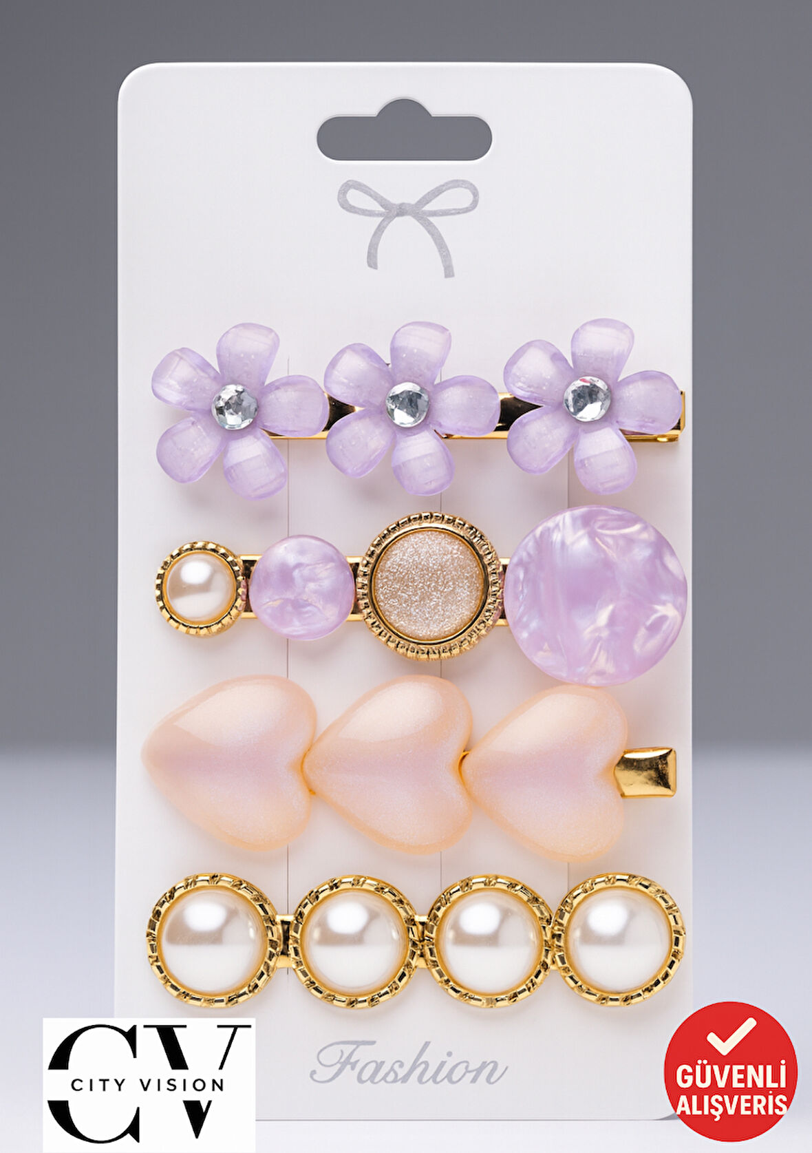 İnci Detaylı 4’lü Zarif Saç Tokası Seti 6 cm