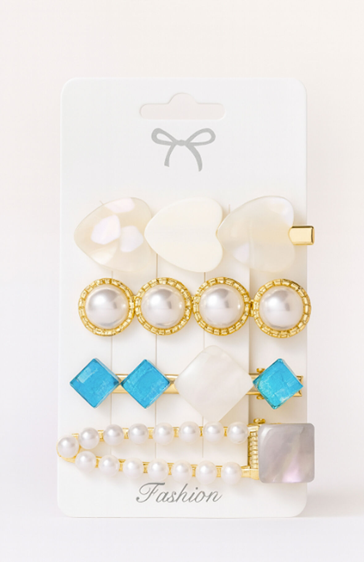 İnci ve Kalp Detaylı 6 cm 4’lü Şık Saç Tokası Seti – Zarif ve Modern Tasarım