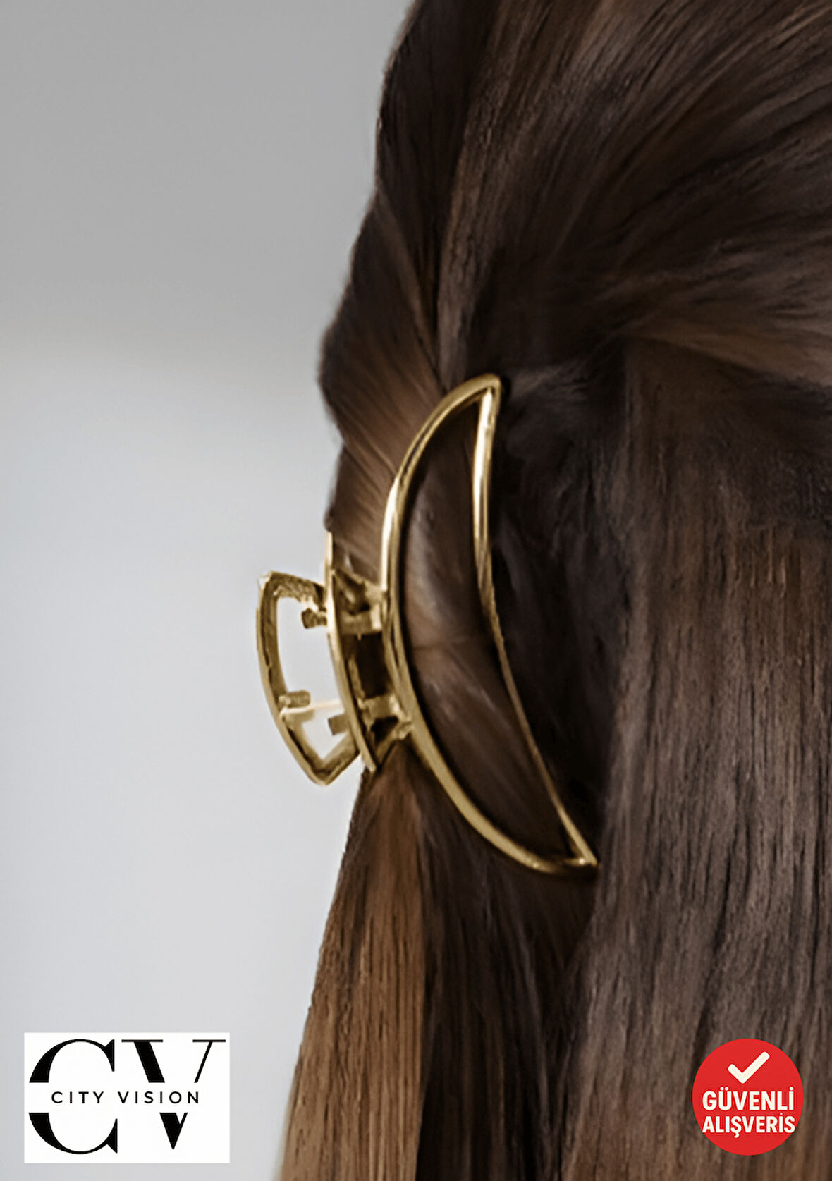 Altın Renk Yarım Ay Metal Saç Tokası 5 cm