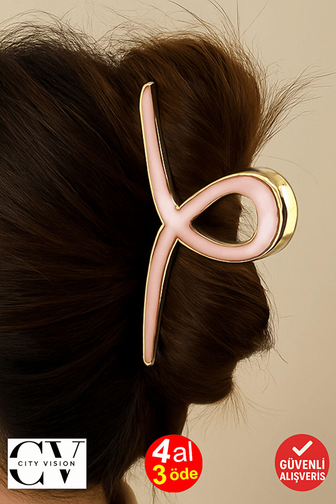 Pembe Renk Altın Metal Mandal Toka 11 cm Büyük Boy – Güçlü ve Şık