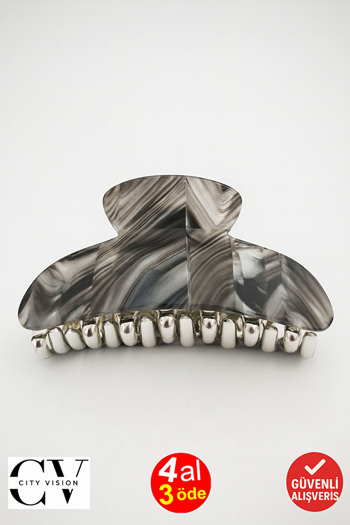 Siyah Mermer Desenli 7 cm Kemik Mandal Toka - Şık ve Dayanıklı