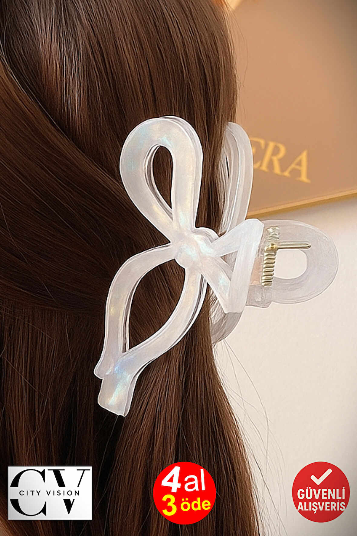 Fiyonk Model Beyaz Renk 11 cm Asetat Mandal Toka