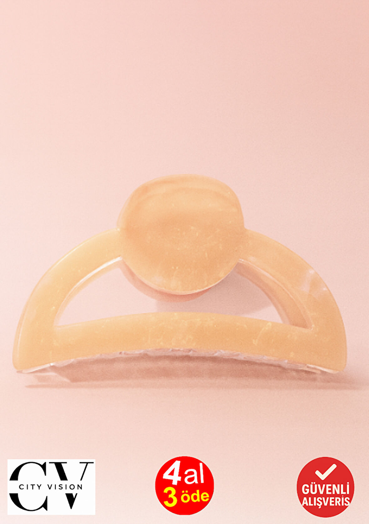 Sarı Parıltılı Oval Model Asetat Mandal Saç Tokası 9 cm – Şık ve Dayanıklı 