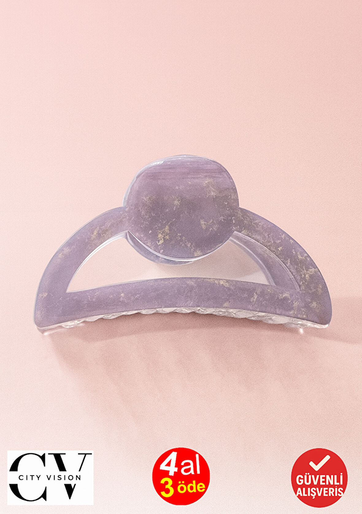 Gri Parıltılı Oval Model Asetat Mandal Saç Tokası 9 cm – Şık ve Dayanıklı