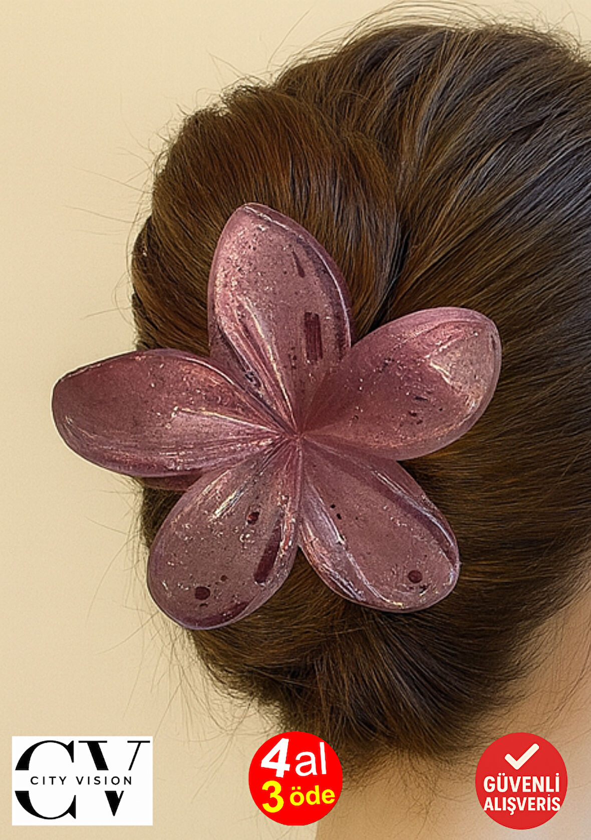 Simli Gül Kurusu Renk Lotus Toka 8 cm - Şık ve Dayanıklı