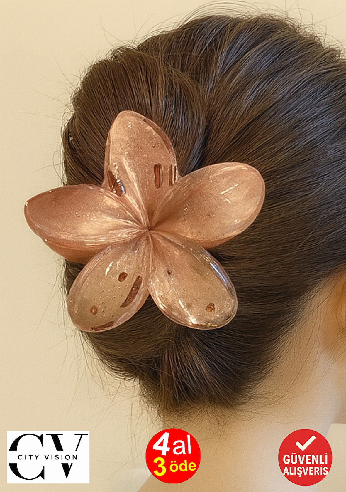 Simli Pudra Pembe Renk Lotus Toka 8 cm - Şık ve Dayanıklı