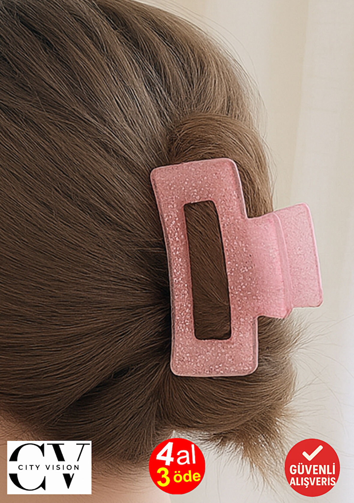 Simli Pudra Pembe Renk Mandal Toka 11 cm - Şık ve Dayanıklı