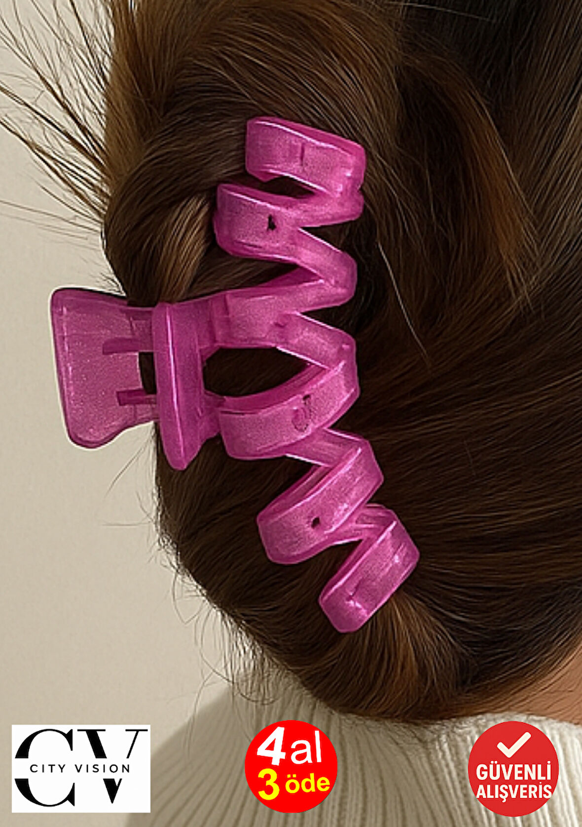 Simli Lavanta Renk Zikzak Model Mandal Toka 11 cm - Şık ve Dayanıklı