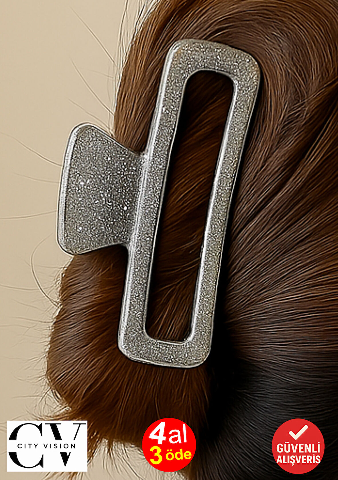 Simli Gri Renk Oval Model Mandal Toka 11 cm - Şık ve Dayanıklı