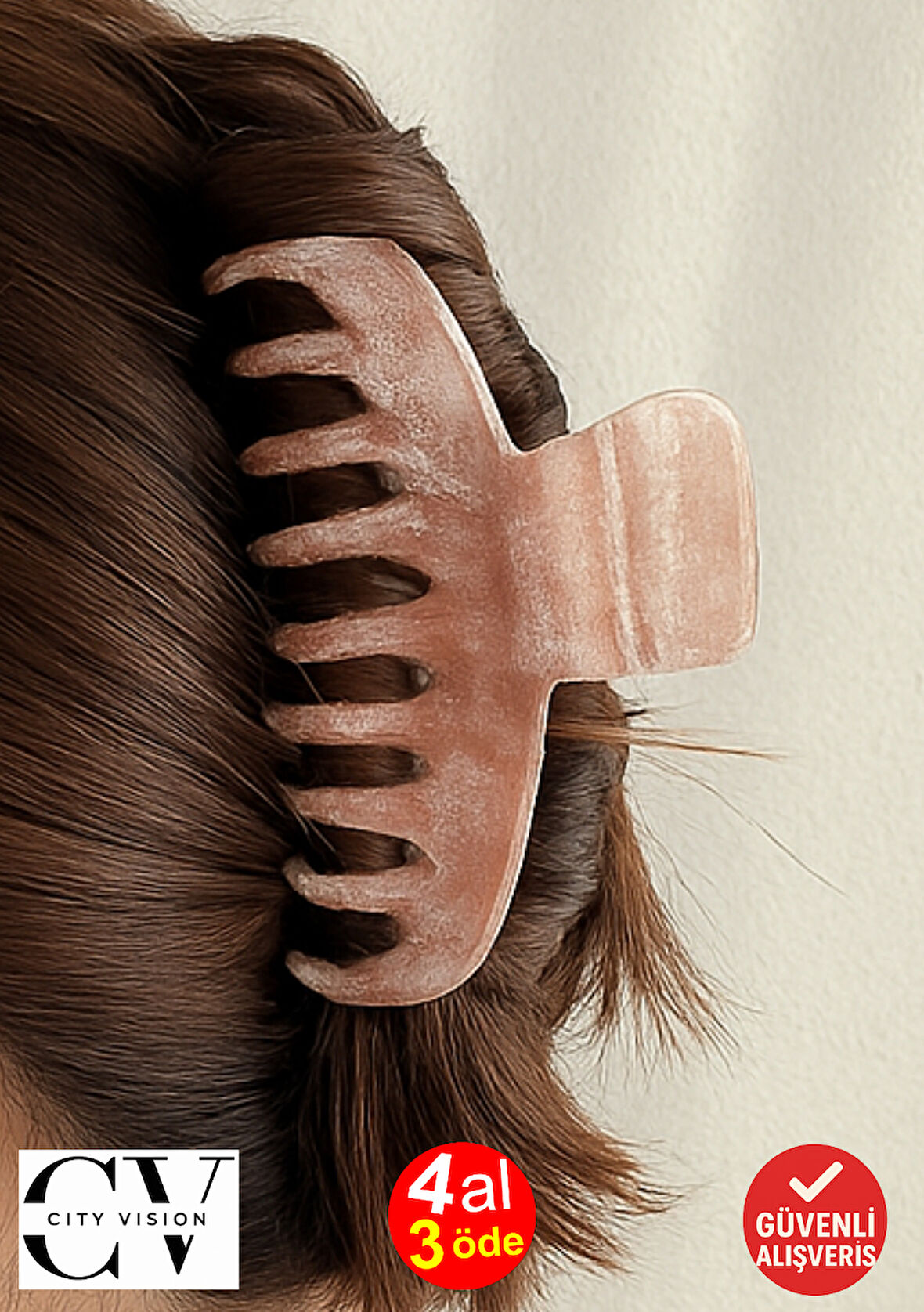 Simli Pudra Pembe Renk Tırmık Model Mandal Toka 11 cm - Şık ve Dayanıklı