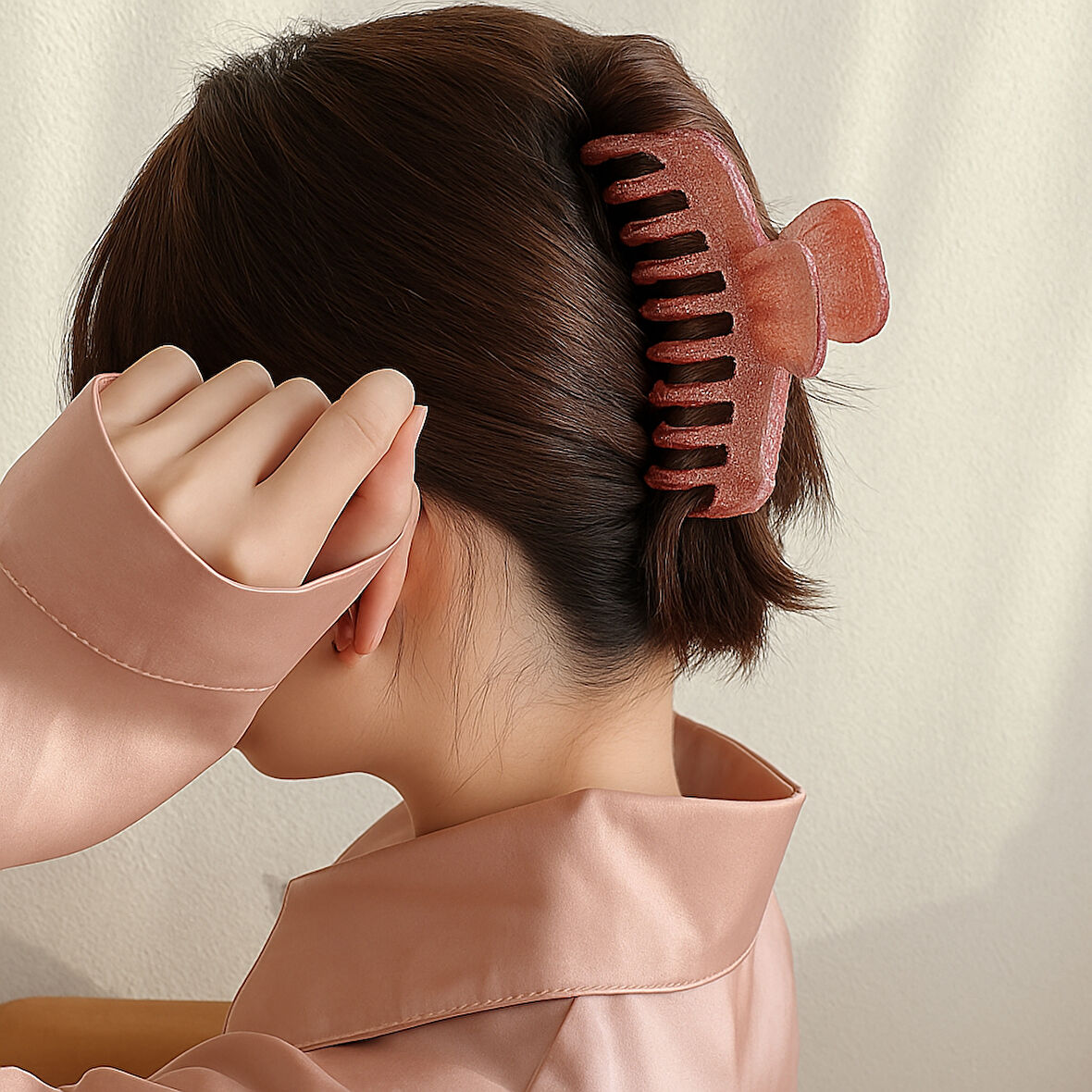 Simli Gül Kurusu Renk Tırmık Model Mandal Toka 11 cm - Şık ve Dayanıklı