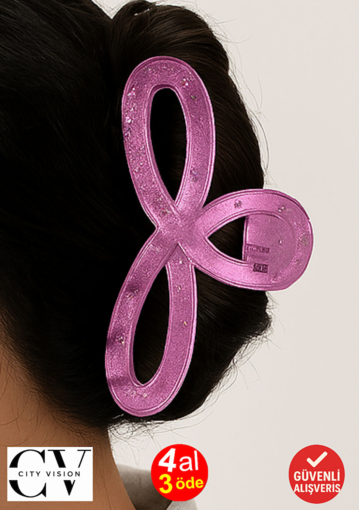 Simli Lavanta Renk Kurdele Model Mandal Toka 11 cm - Şık ve Dayanıklı