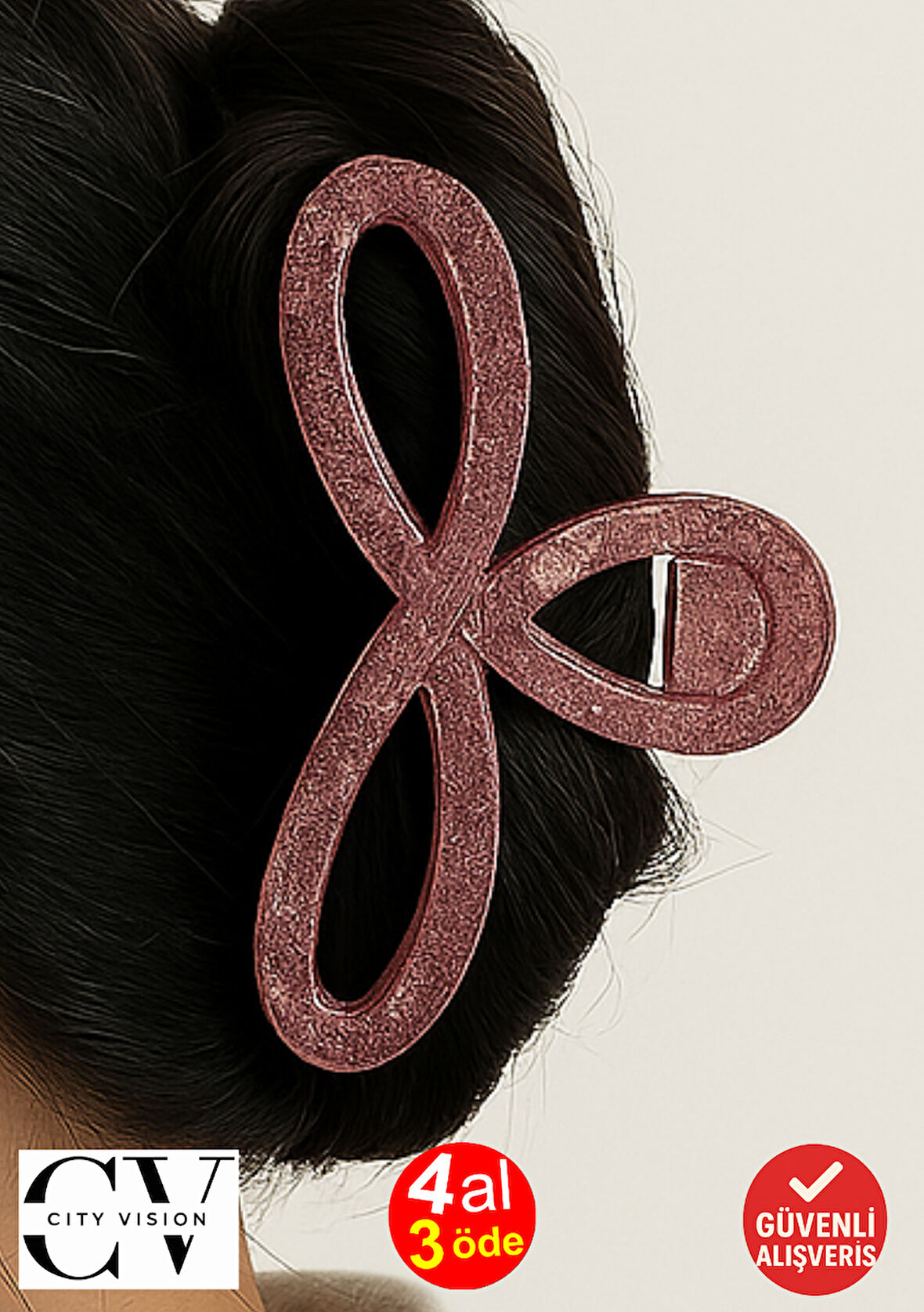 Simli Gül Kurusu Renk Kurdele Model Mandal Toka 11 cm - Şık ve Dayanıklı