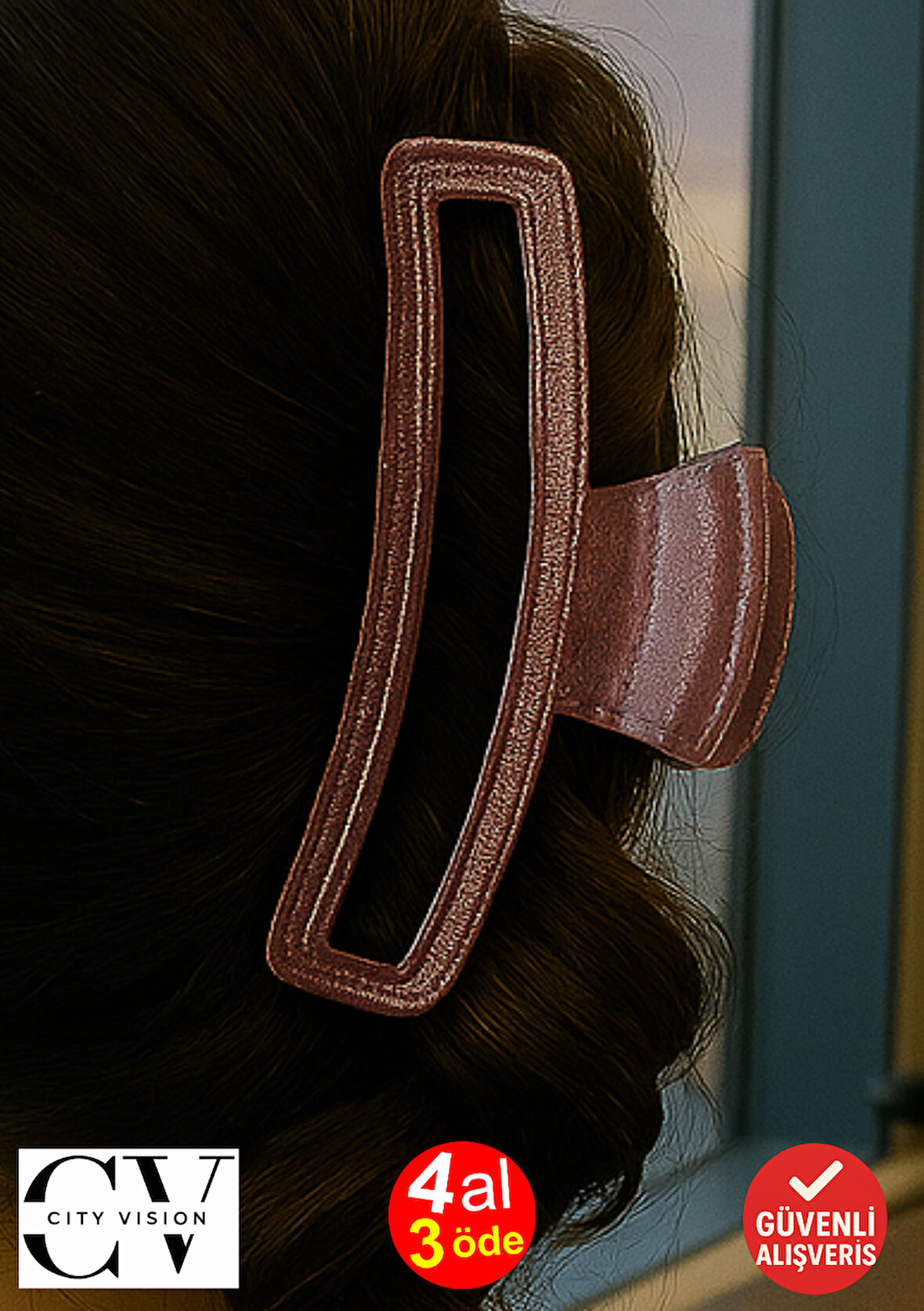 Simli Gül Kurusu Renk Eliptik Model Mandal Toka 11 cm - Şık ve Dayanıklı