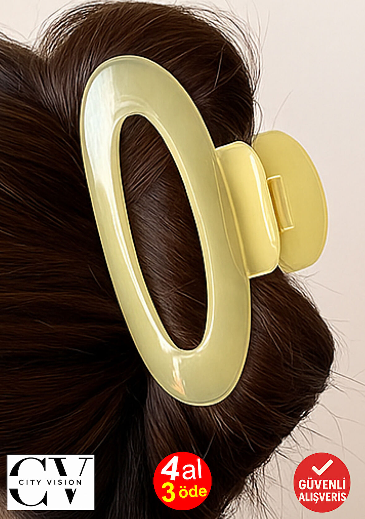 Kore Stili Jelly Oval Model Jelly Sarı Renk Mandal Saç Tokası 9 cm – Şık ve DayanıklI