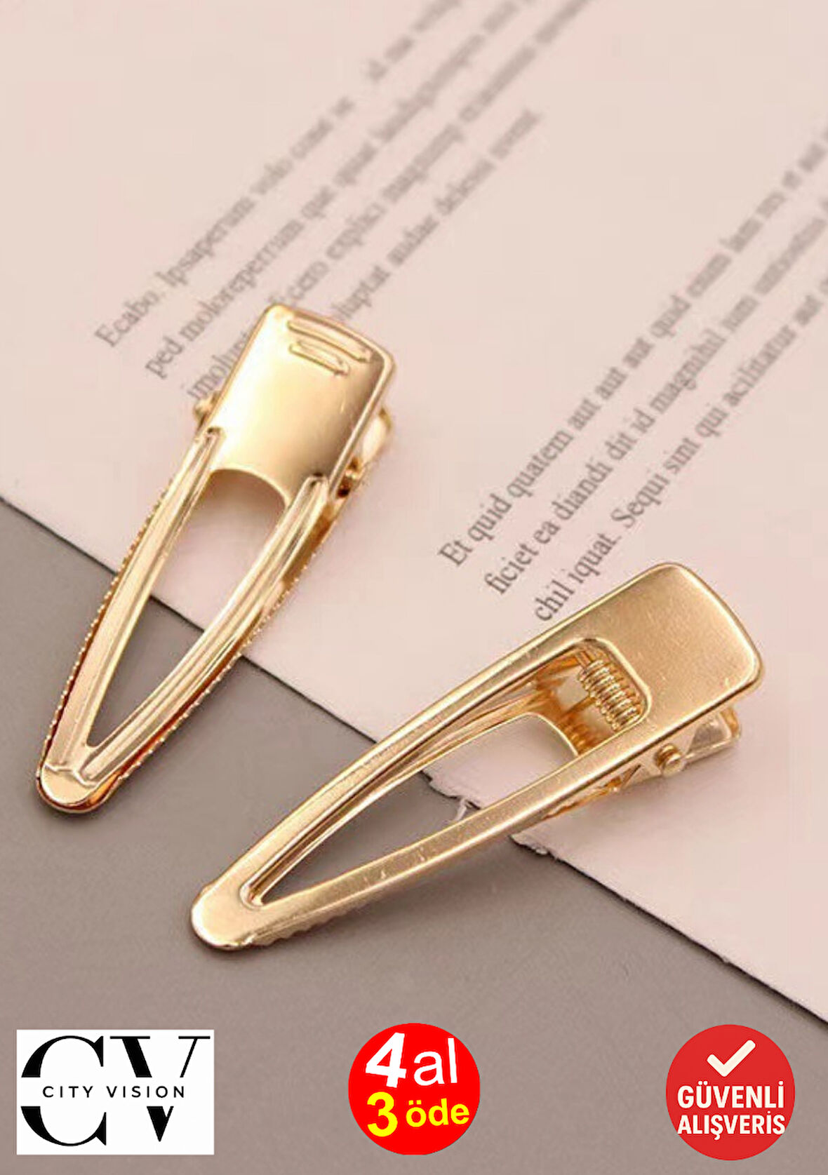 2'li Altın Renk Pens Toka 6,5 cm