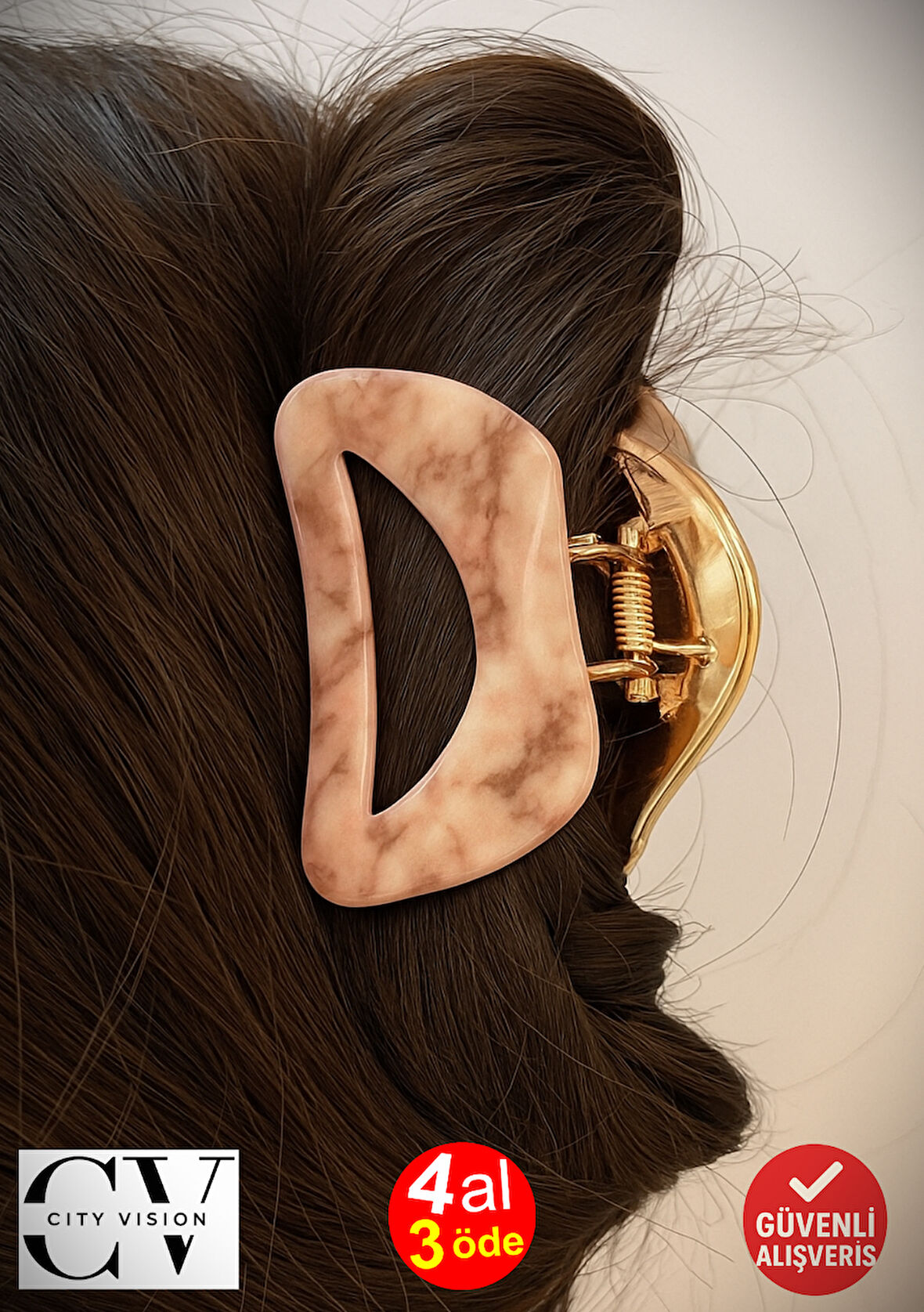 Kore Stili Kırmızı Renk Yarı Oval  9 cm Kadın Mandal Saç Tokası - Şık ve Dayanıklı