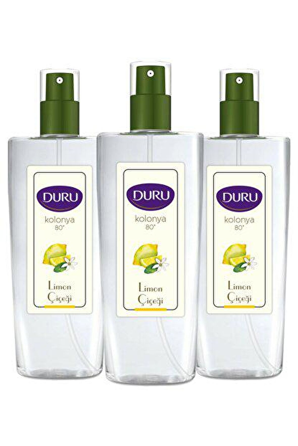 Duru Limon Çiçeği 80 Derece Sprey Pet Şişe 150 ml 3 Adet Kolonya