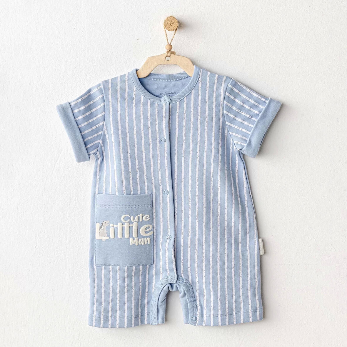 Andywawa Ac25918 Romper Dino Bebek Tulum Blue