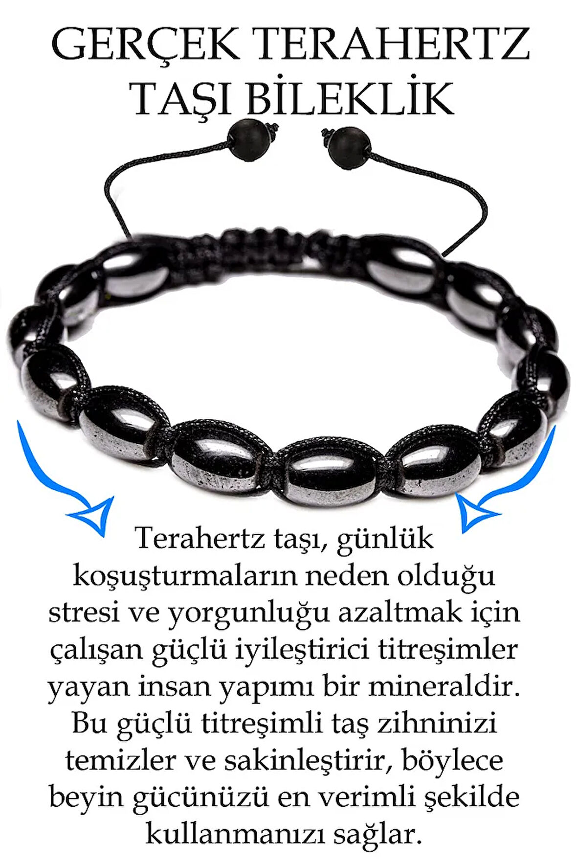 Sertifikalı Arpa Kesim Terahertz Taşı Bileklik