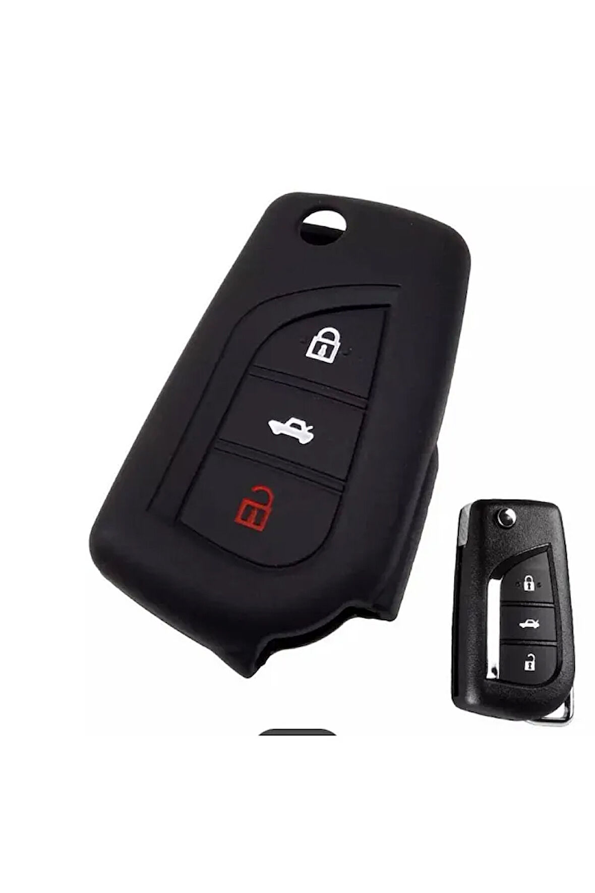 Toyota Uyumlu Auris Corolla Yaris Avensis Silikon Anahtar Koruma Kılıfı Siyah Renk 2.resime Bakınız
