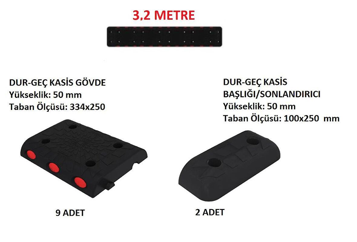 Hız Kesici Kasis Zeplin Marka 9 Adet Kasis Gövde+ 2 Adet Kasis Sonlandırıcı+ Montaj Vidaları