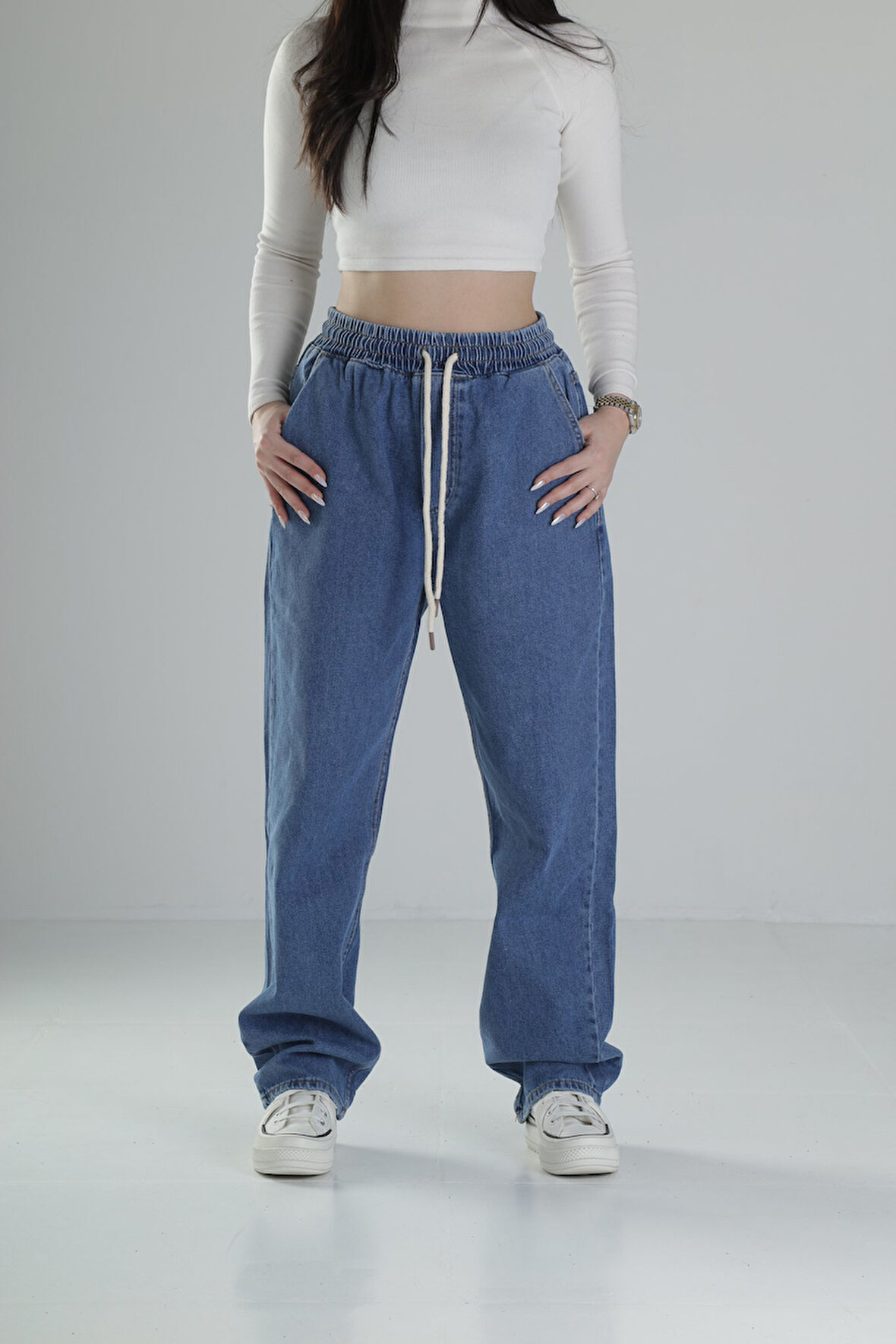 Mavi Baggy Kot Pantolon