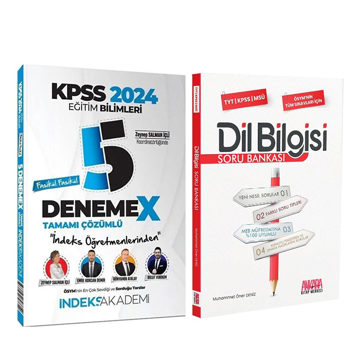 İndeks 2024 KPSS Eğitim Bilimleri 5 DenemeX ve AKM Dil Bilgisi Soru Bankası Seti 2 Kitap