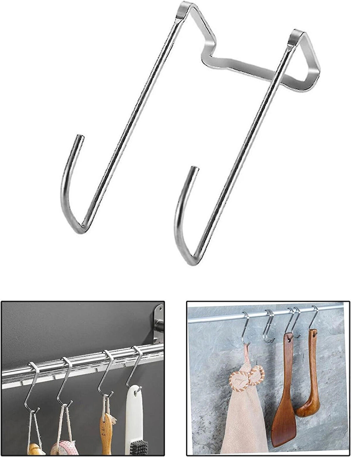 Microcase Paslanmaz Çelik Metal Banyo Duşakabin Mutfak vb Alanlar için Askılık L Model - GÜMÜŞ AL4839 1 Adet