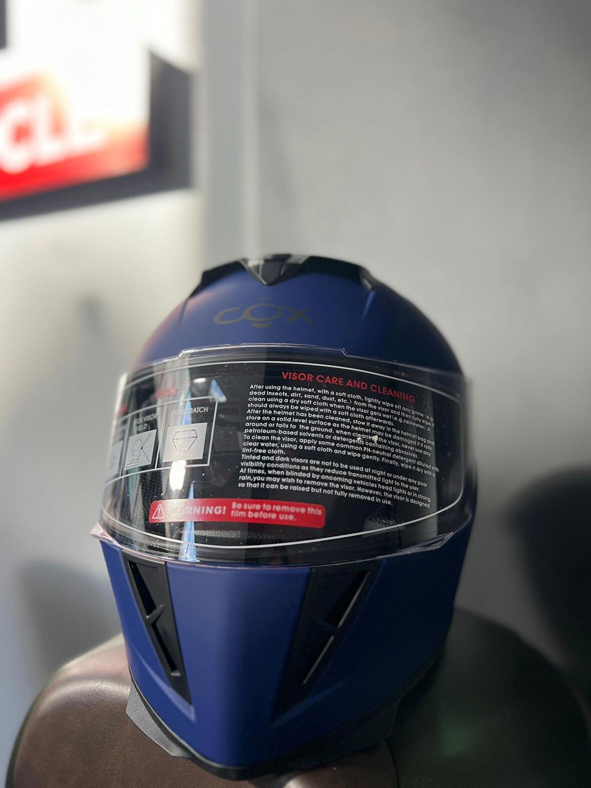 COX SR-F KASK ÇENELİ VİZÖRLÜ [CE] BELGE MAT MAVİ -XXL-