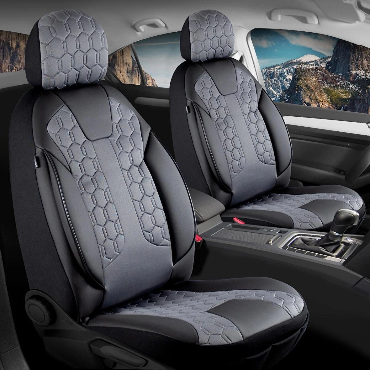 
Renault Clio 5 Uyumlu Deri Detaylı Oto Koltuk Kılıfı Ön Arka Set Cyrus Model Siyah Füme FS