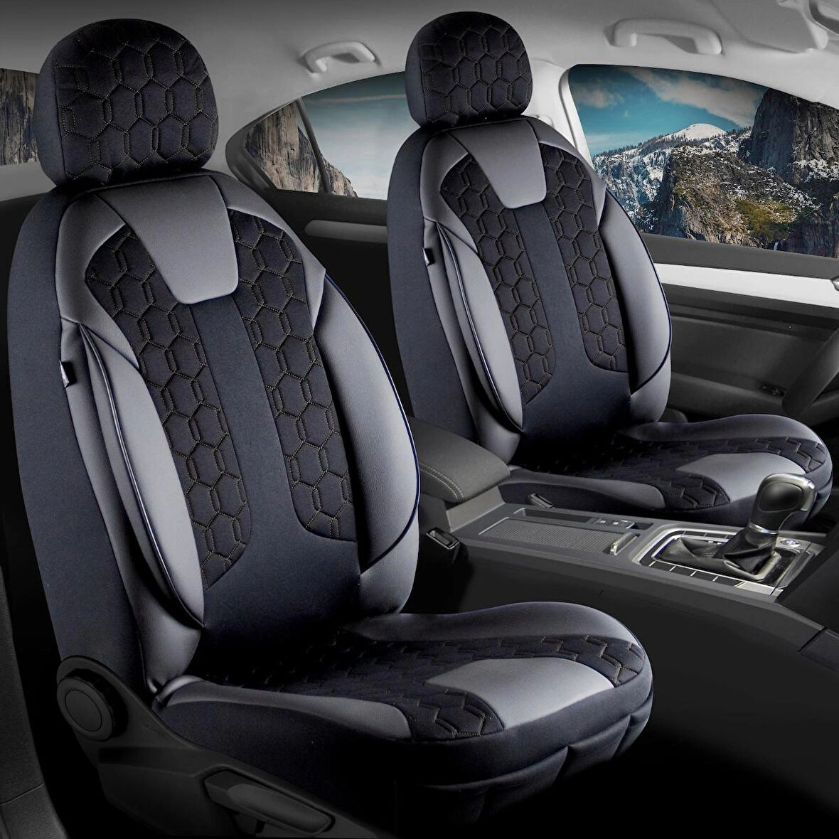 
Nissan Primera Uyumlu Deri Detaylı Oto Koltuk Kılıfı Ön Arka Set Cyrus Model Siyah FS