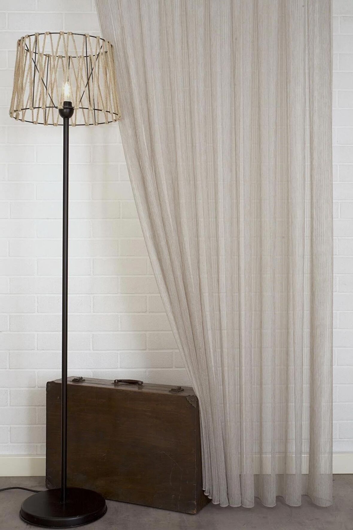 Massarelli Çizgili Tül Açık Kahve 1-2,5 Orta Sık Pile