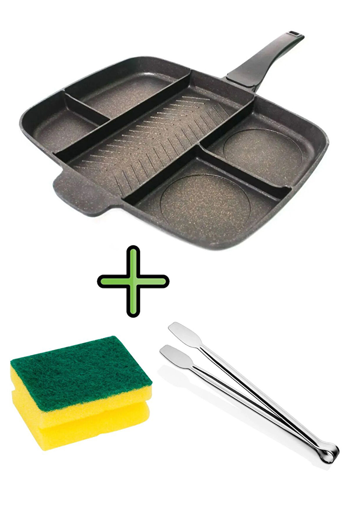 5 Gözlü Döküm Tava 5 Gözlü Granit Tava Beş Gözlü Tava Yapışmaz Tava 5 Bölmeli Maşa Bulaşık Süngeri