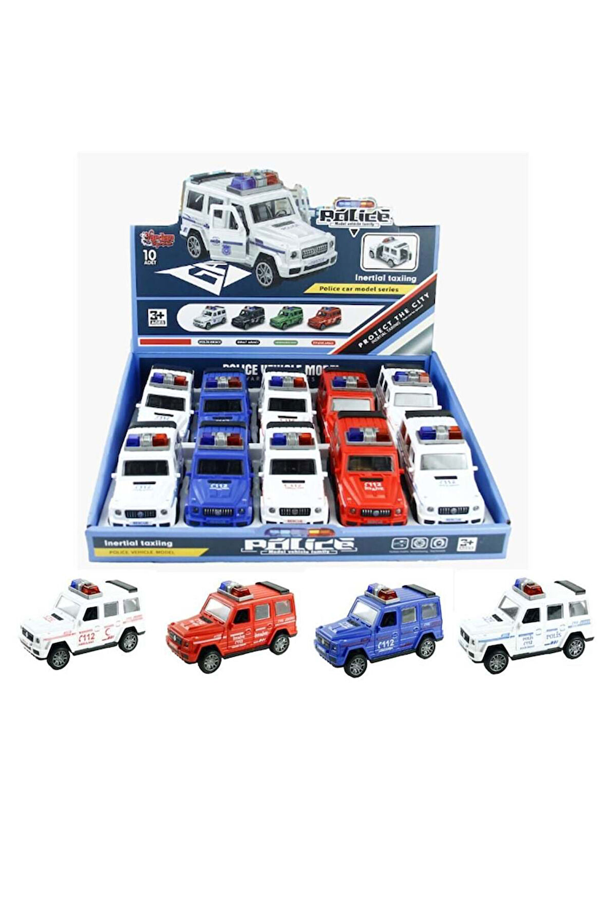 Erkek Çocuk Oyuncak JW567 Sürtmeli Ambulans, İtfaiye, Polis, Jandarma Jeep - 1adet Stokta Olan Gönde