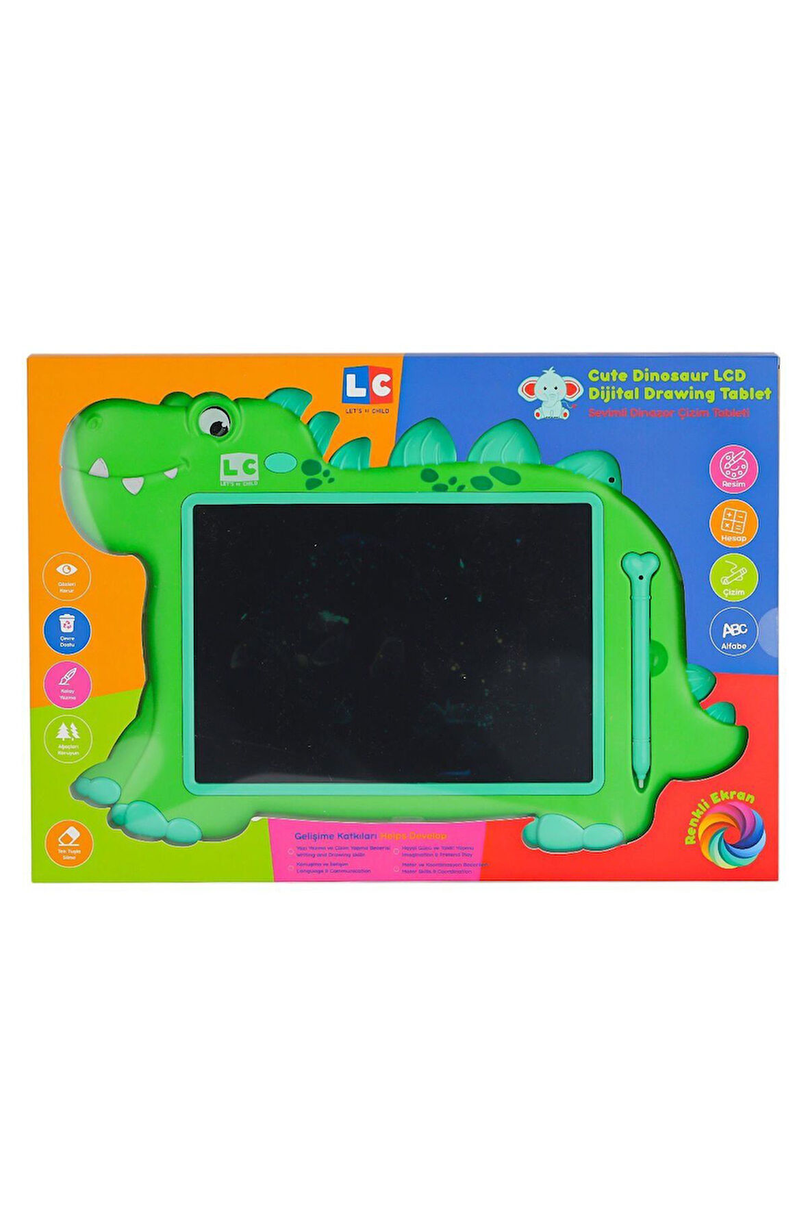 Erkek Çocuk Oyuncak LC-31068 SEVİMLİ DİNAZOR ÇİZİM TABLETİ 10 İNÇ Kız Çocuk Eğitici Oyuncaklar