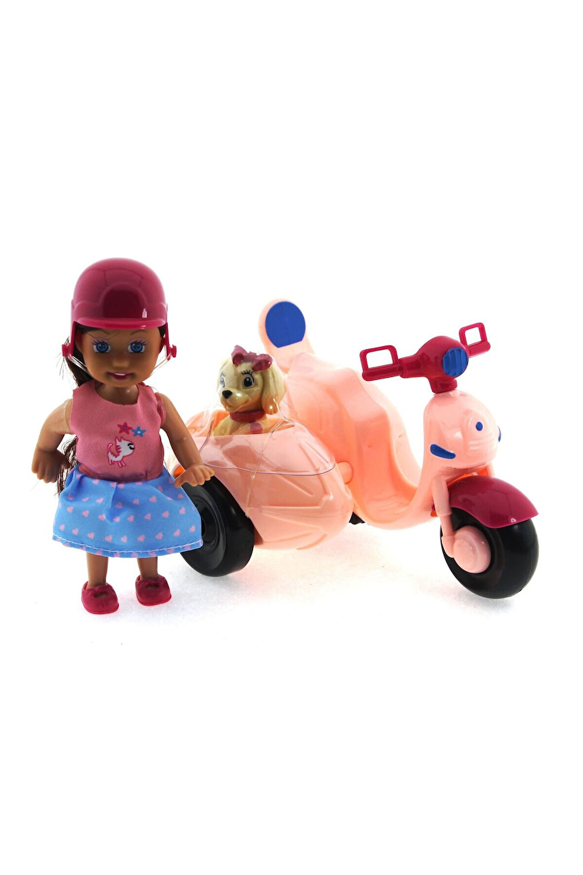 Erkek Çocuk Oyuncak Cute Doll Mini Bebek ve Köpekli Pembe Motorsiklet Kız Çocuk Eğitici Oyuncaklar