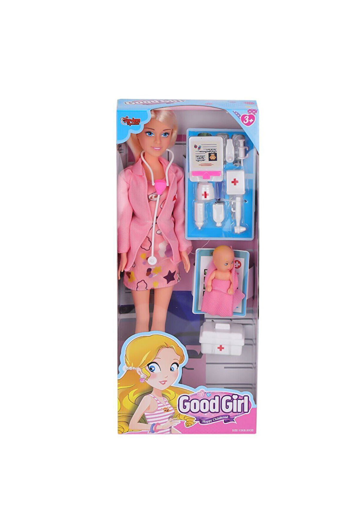 Erkek Çocuk Oyuncak WG-115225A Aksesuarlı Doktor Bebek 29cm -Vardem Kız Çocuk Eğitici Oyuncaklar