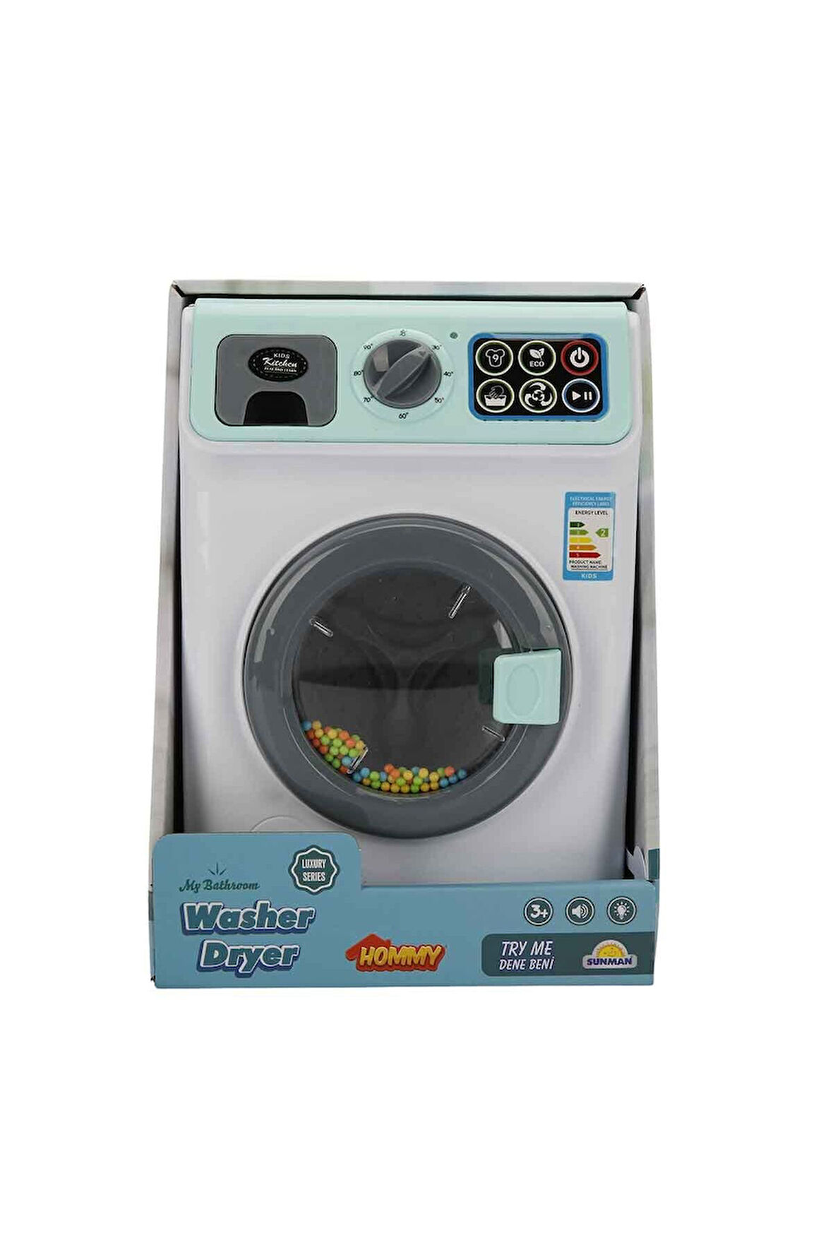 Erkek Çocuk Oyuncak Hommy Sesli ve Işıklı Yeşil Çamaşır Makinesi Kız Çocuk Eğitici Oyuncaklar