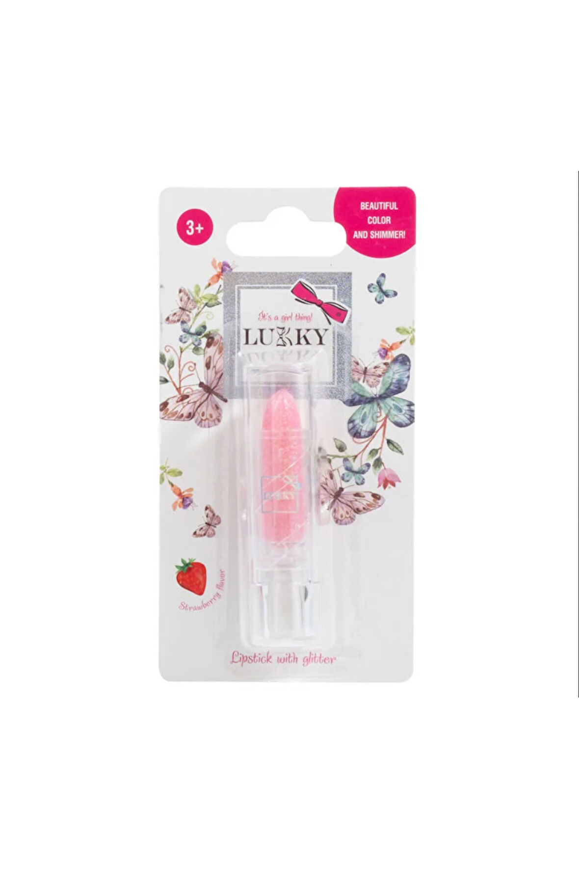 Erkek Çocuk Oyuncak Lukky Simli Ruj Pembe Çilek Aromalı Kız Çocuk Eğitici Oyuncaklar